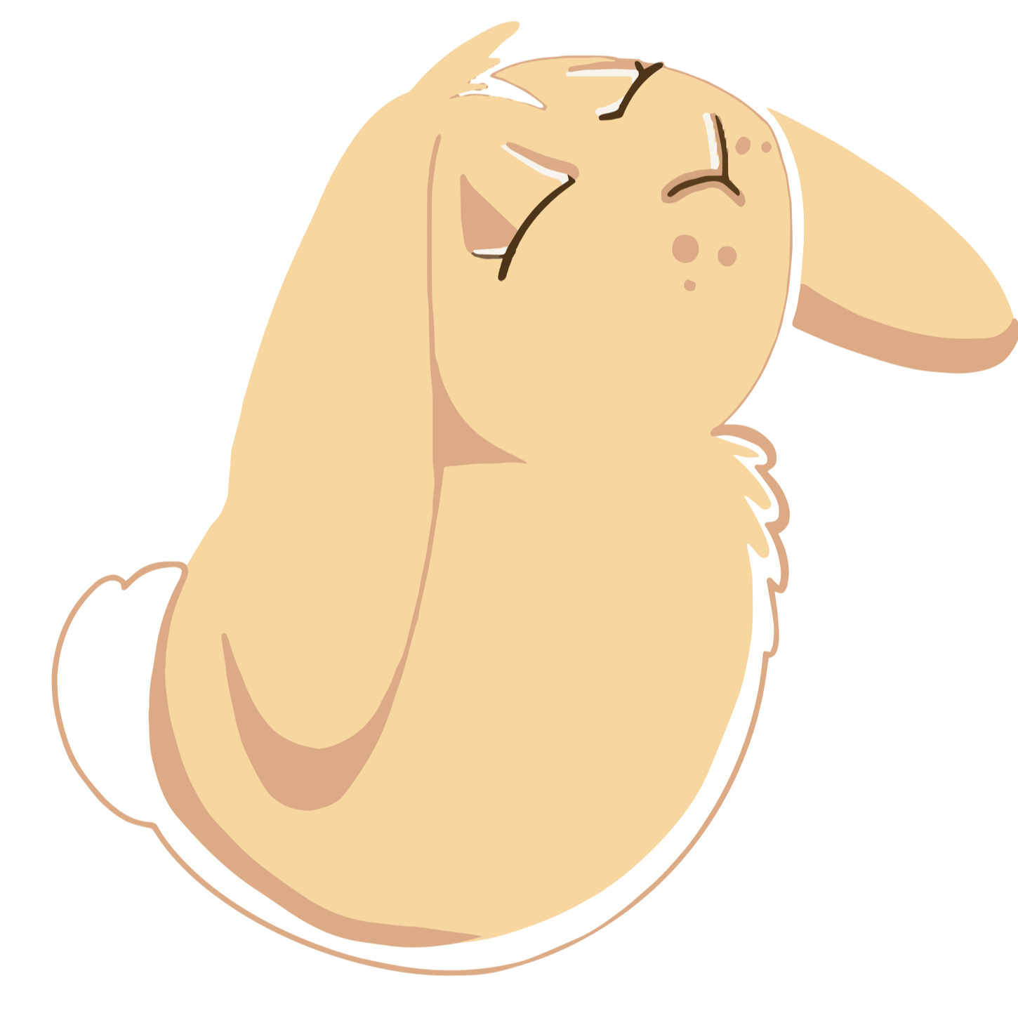 Une illustration d'un lapin beige à oreille longue, avec ses yeux fermés, qui semble dormir ou se reposer.
