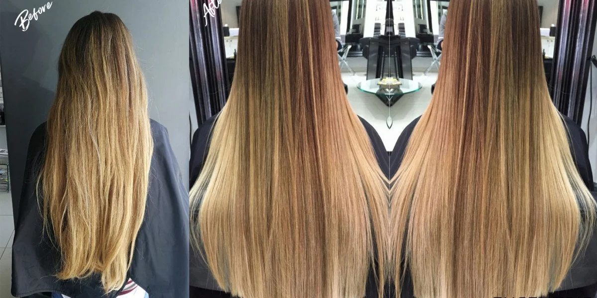 Close-up of wavy, platinum blonde hair on a person.