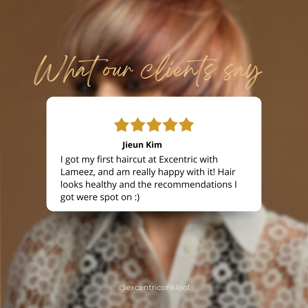 We love seeing your reviews....Your glow-up story could inspire someone else! 🌟 Write a quick Google Review about your Excentric experience.⁠
👉Excentric on Kloof: https://bit.ly/4ikqIPA (link in bio).⁠
👉Excentric on Point: http://bit.ly/40xtA4y (l