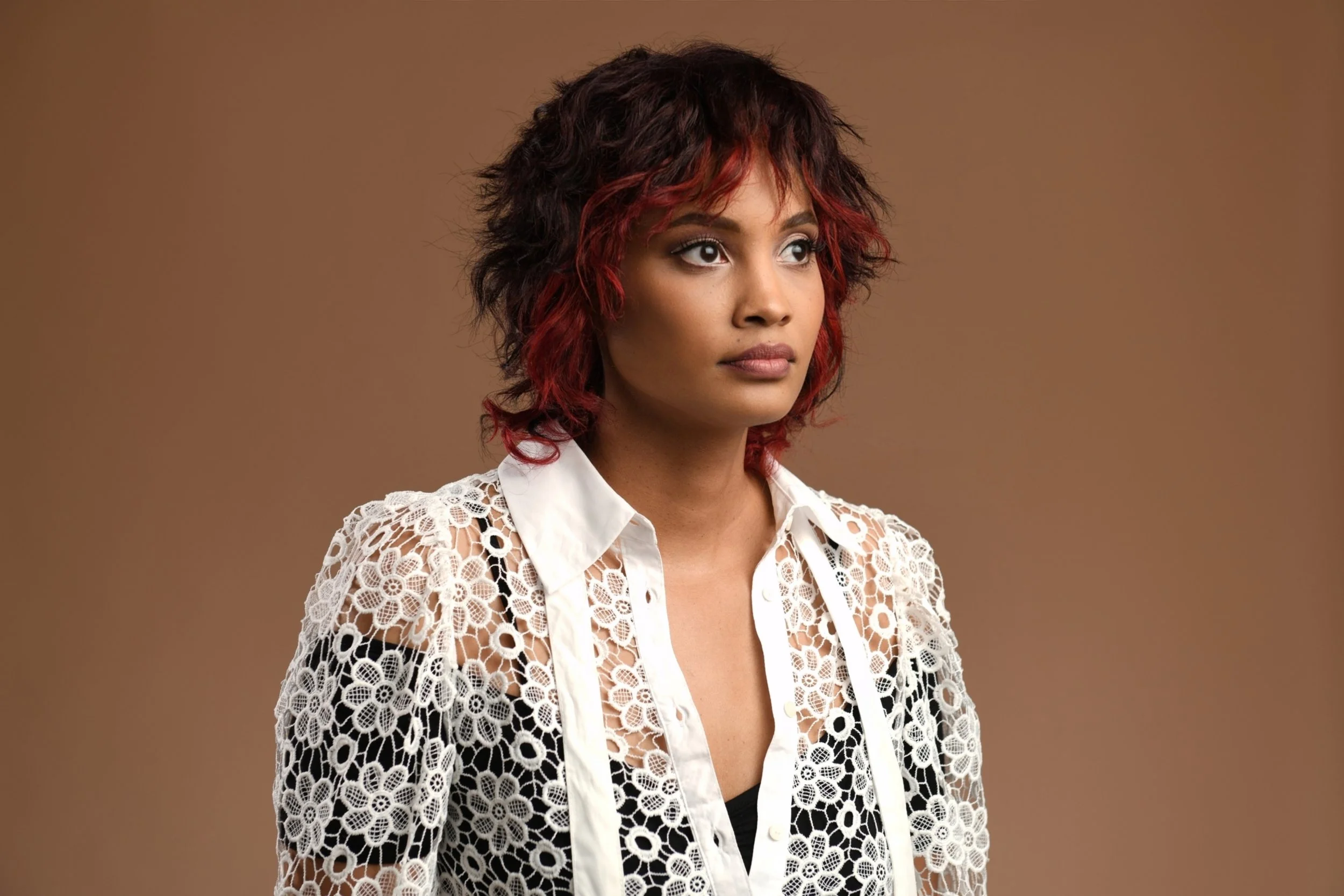 Textures long bob with bangs