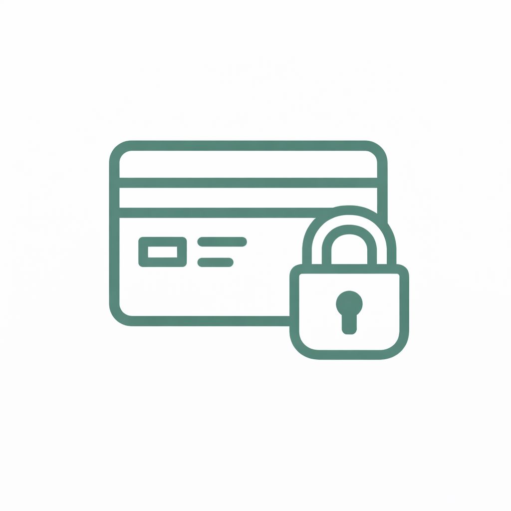 Illustration of a credit card with a padlock symbol indicating security or protection of financial information.