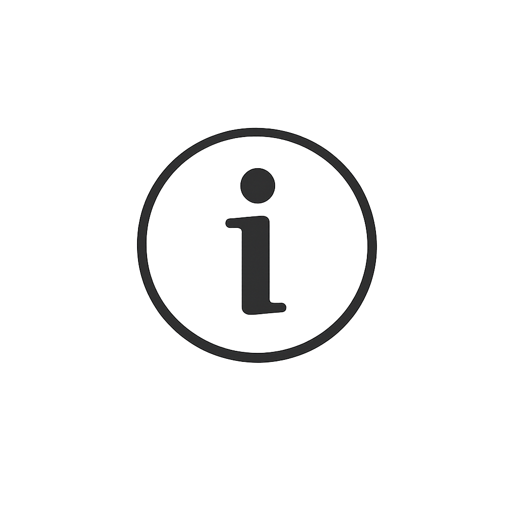 A gray circular information icon on a gray background.