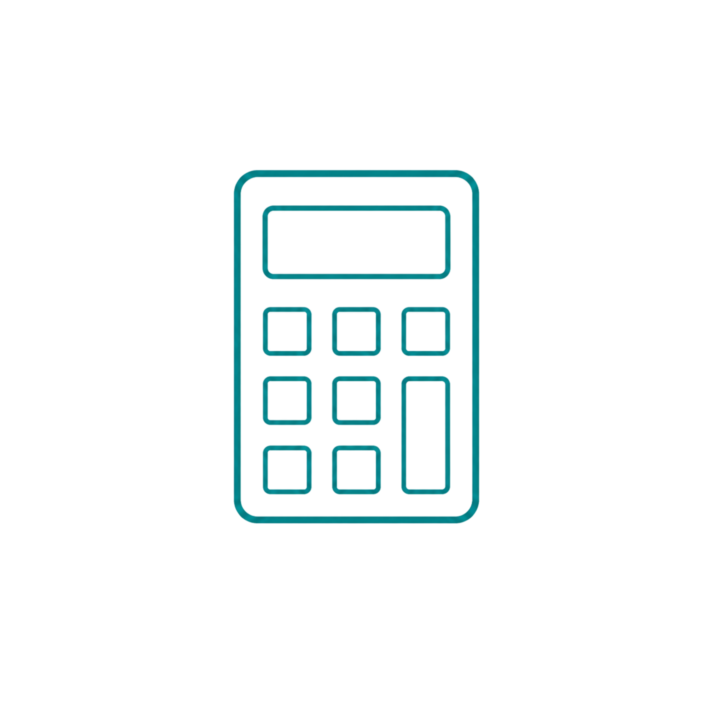 Teal outline calculator representing bookkeeping support