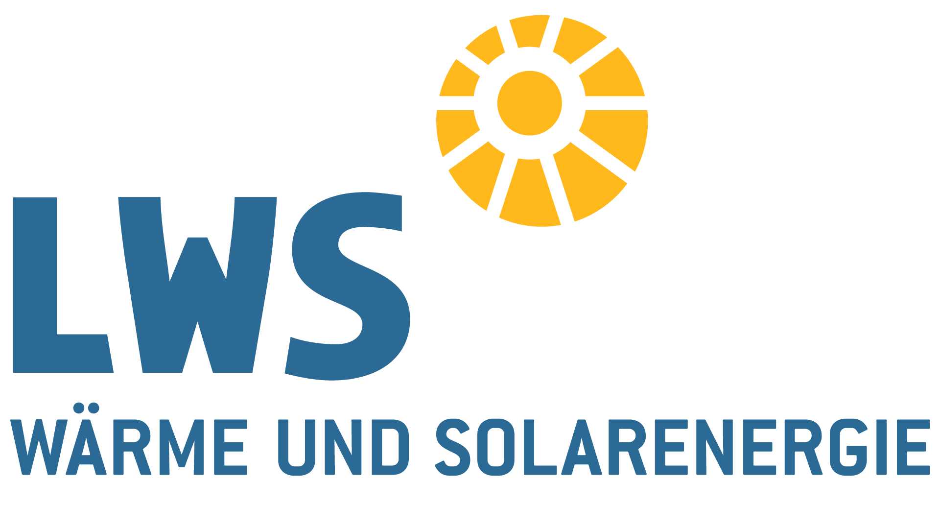 Logo des LW'S Wärmewende mit einer orangefarbenen Sonnensymbol neben blauem Text 'LW'S Wärmewende und Solarenergie'