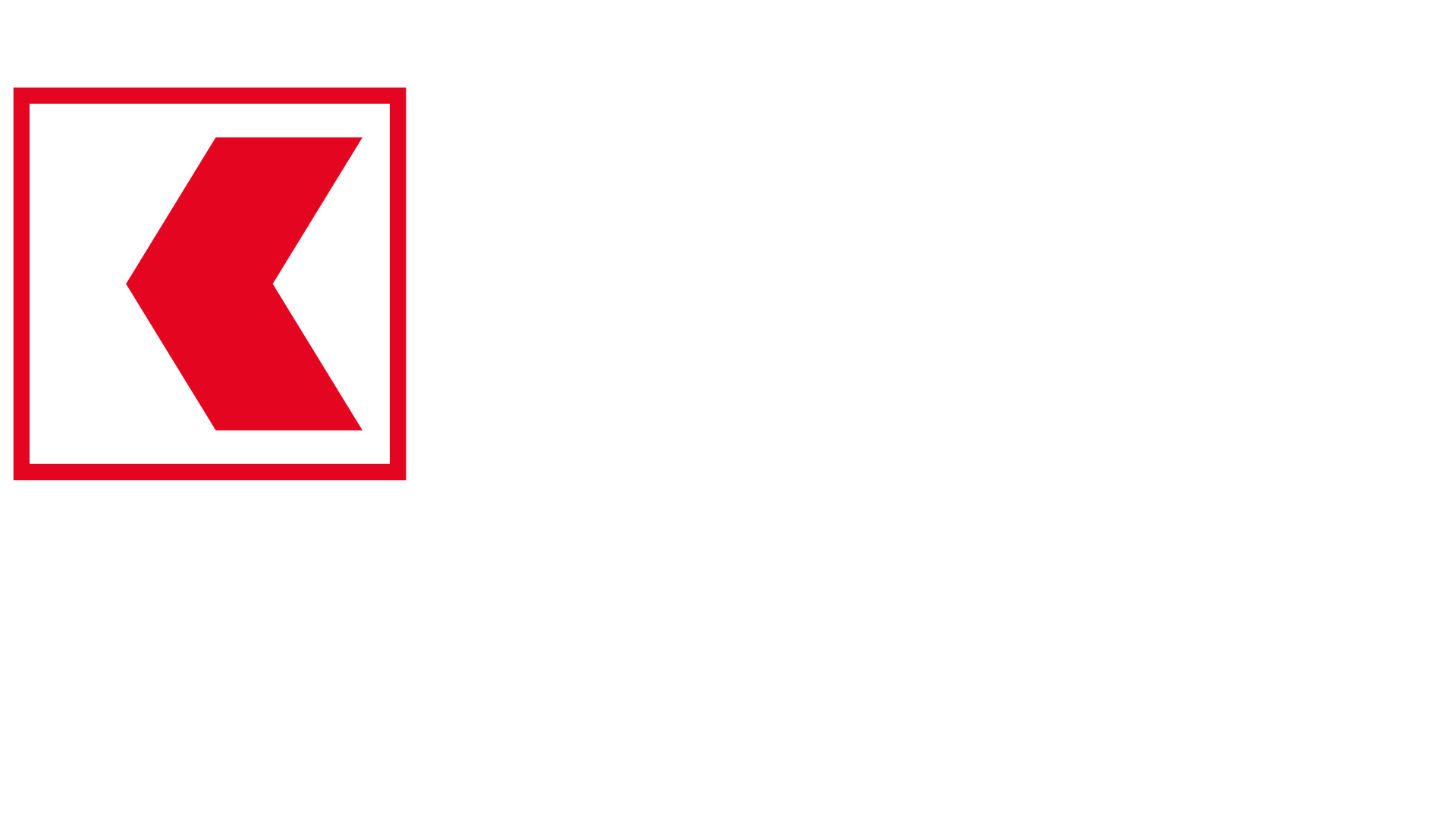 Ein Logo mit einem roten, linken Pfeil in einem Rechteck auf weißem Hintergrund
