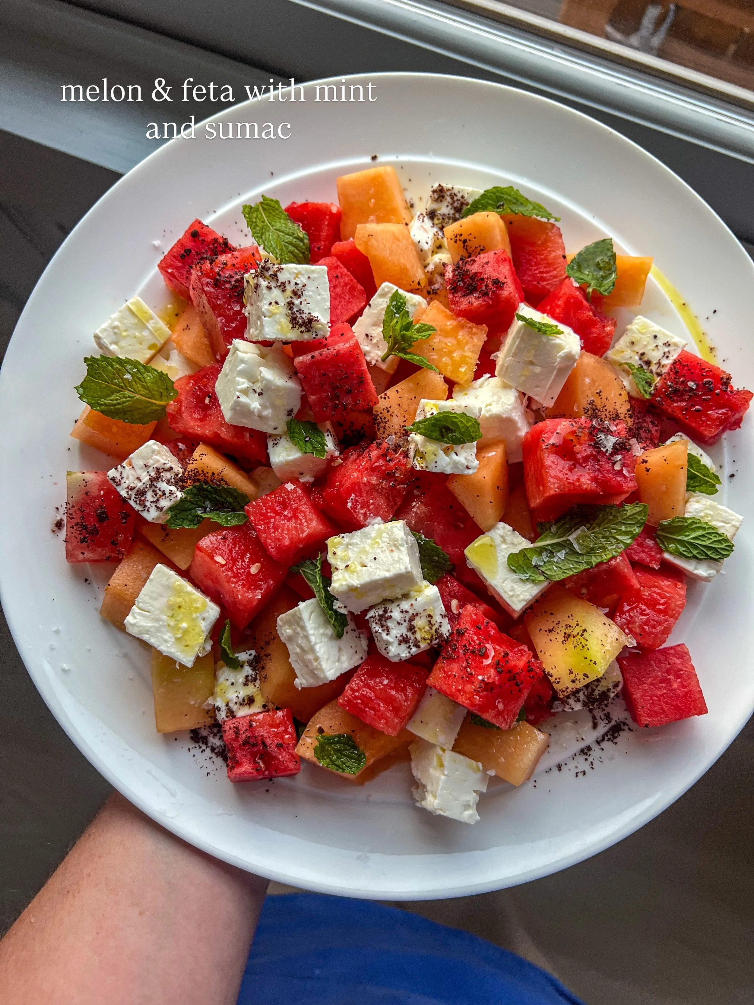 melon &amp; feta salad with mint &amp; sumac