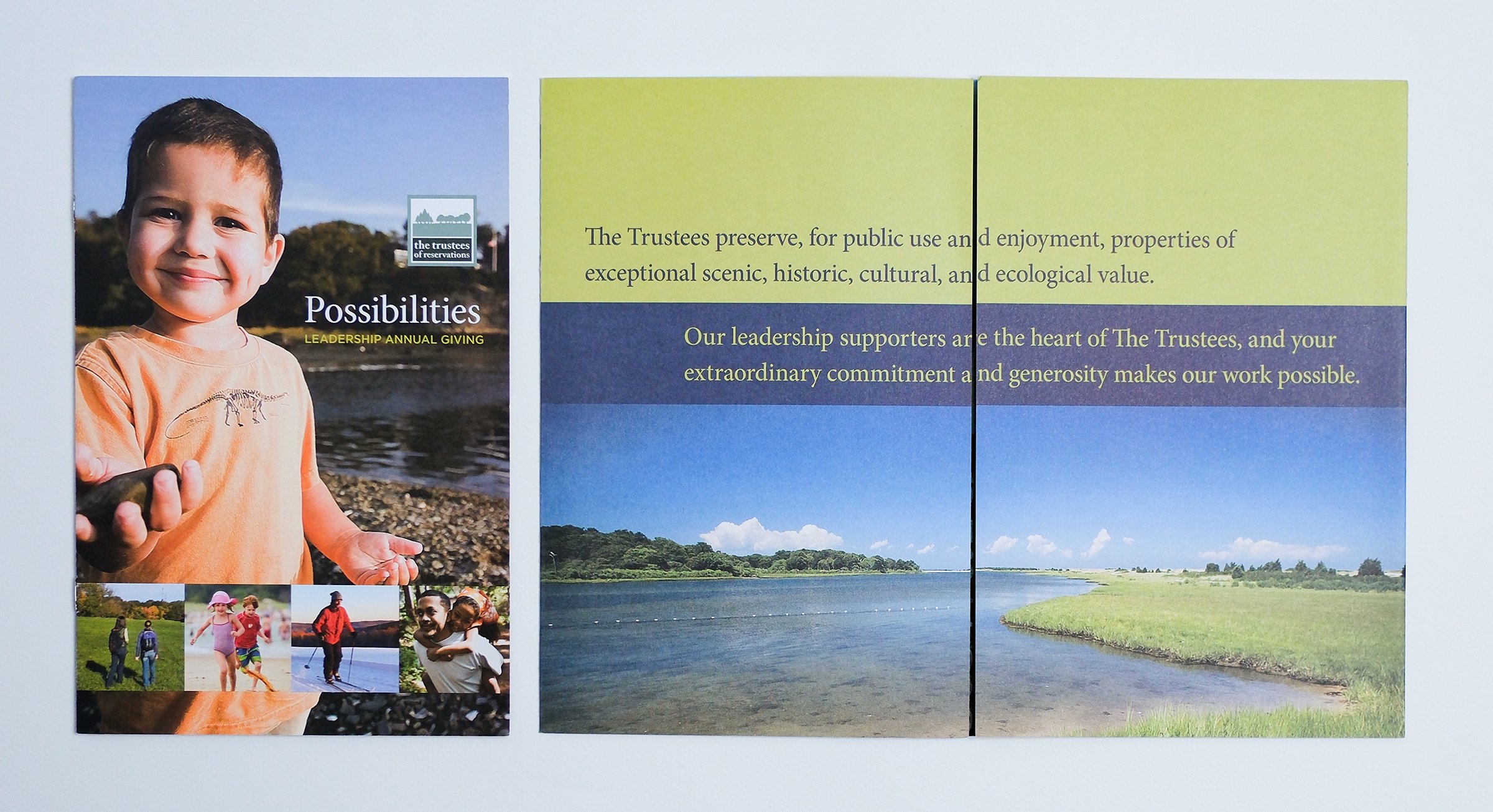 Gatefold brochure that gave a primer to possible donors and benefactors