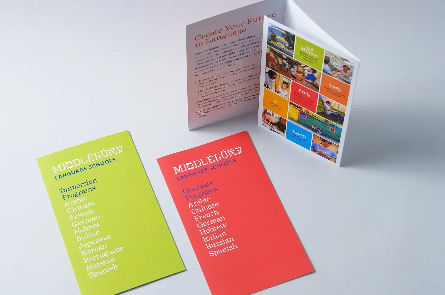 Recruitment brochures for the summer language schools