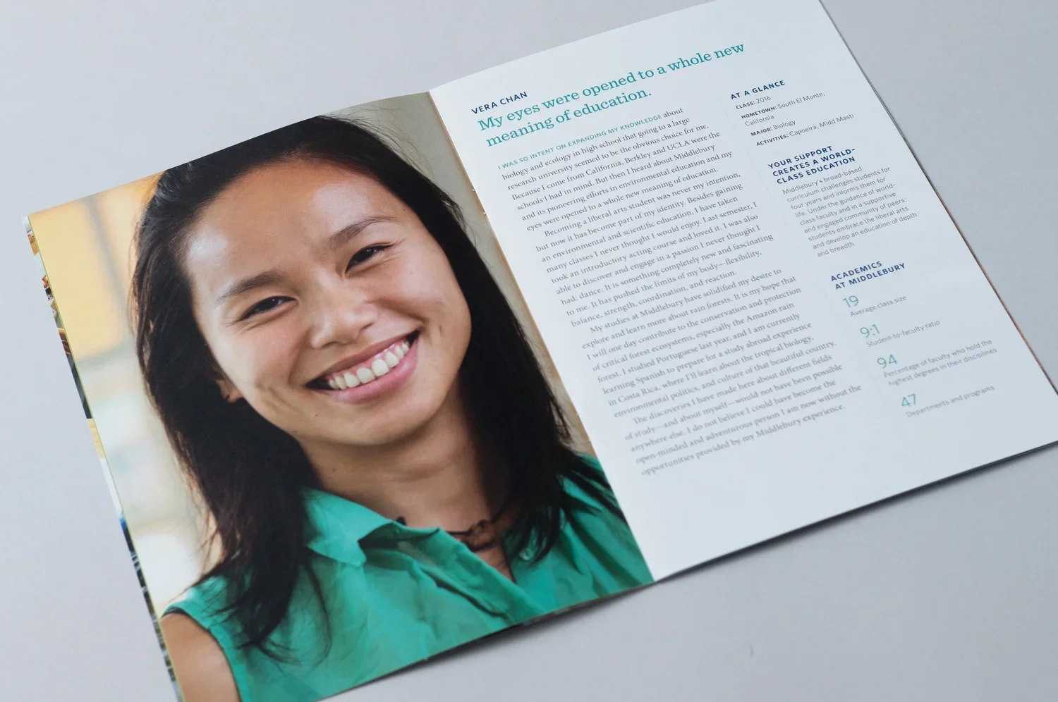 Interior spread of the donor report brochure 