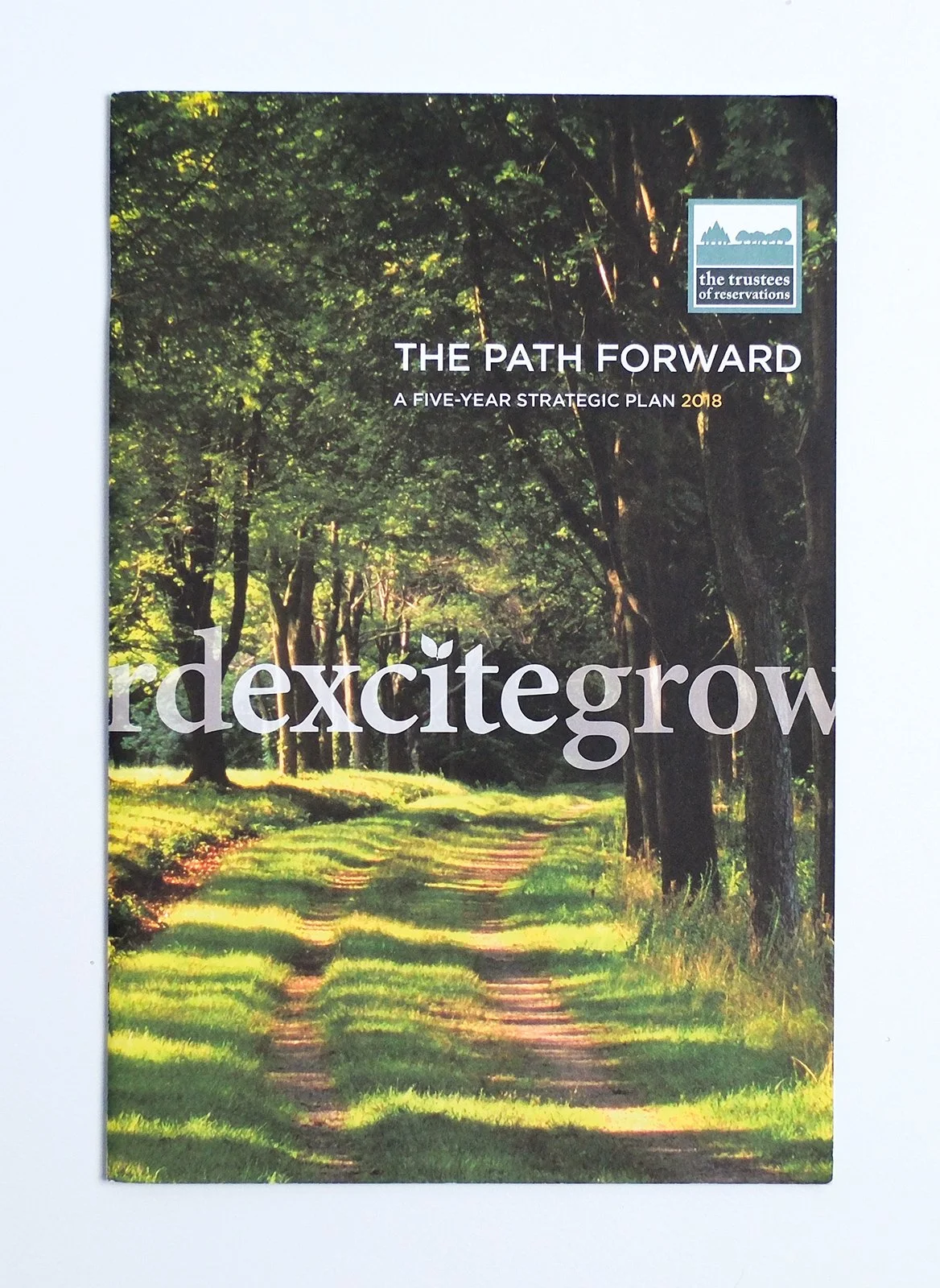 Cover of five-year strategic plan brochure, which would be mailed to all members of The Trustees of Reservations