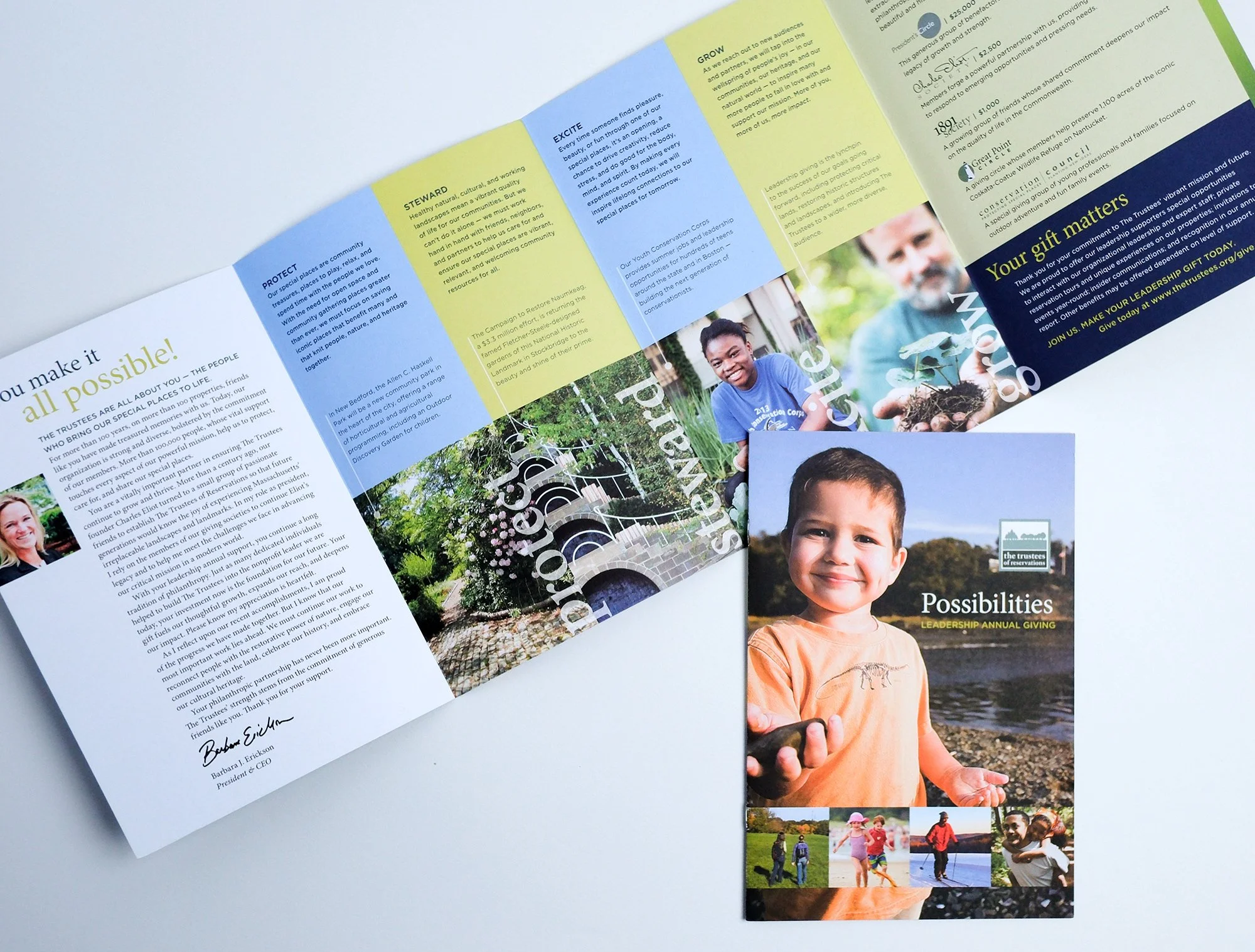 Interior of gatefold brochure