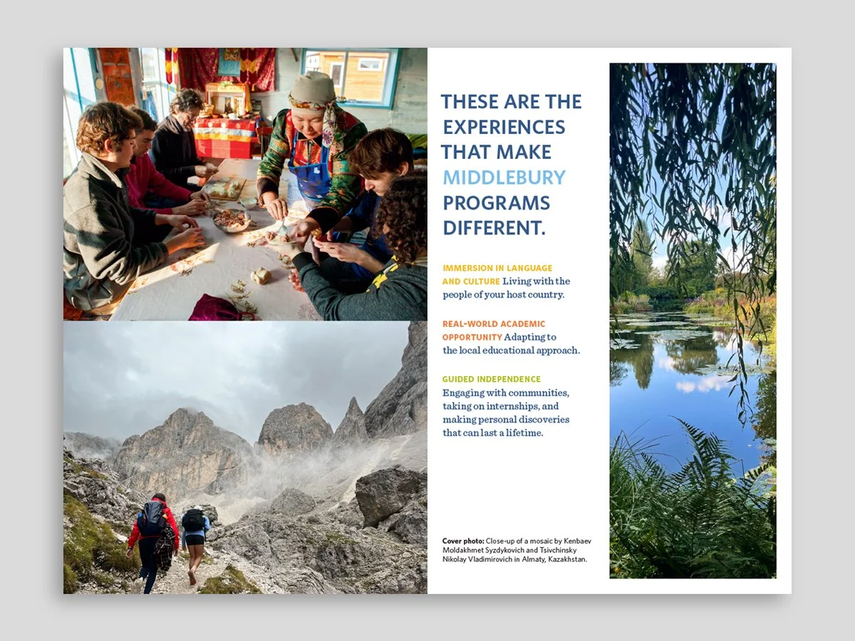 Interior spread of schools abroad viewbook