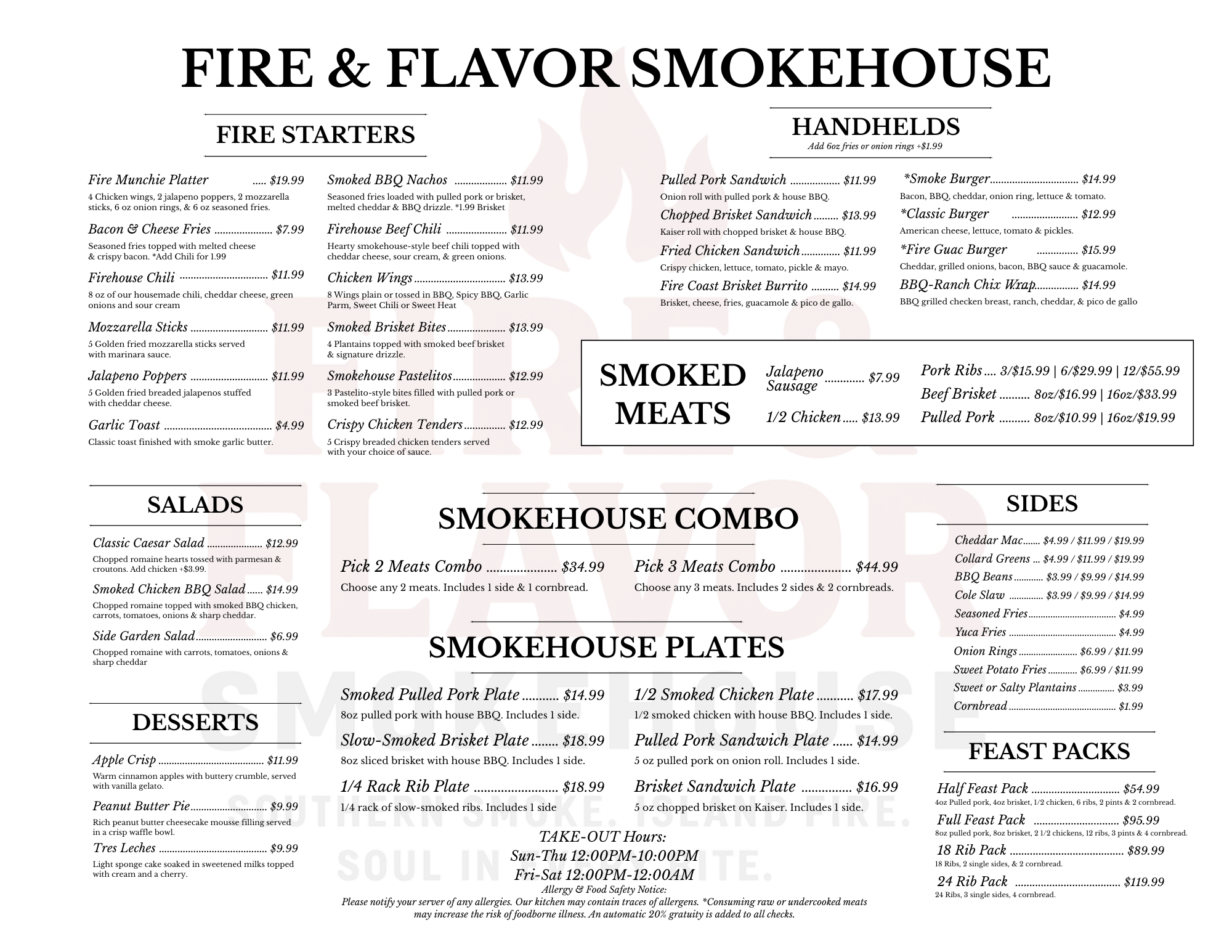 Menu Simple Fire Menu 1 — Fire & Flavor Smokehouse