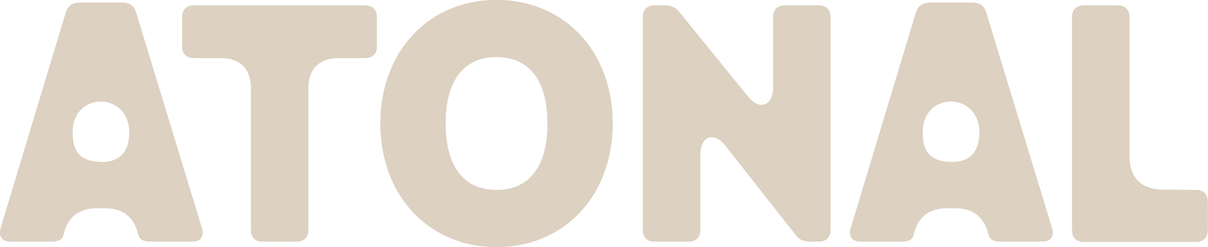 The word ATOONAL written in large, beige, stylized letters with a black background.