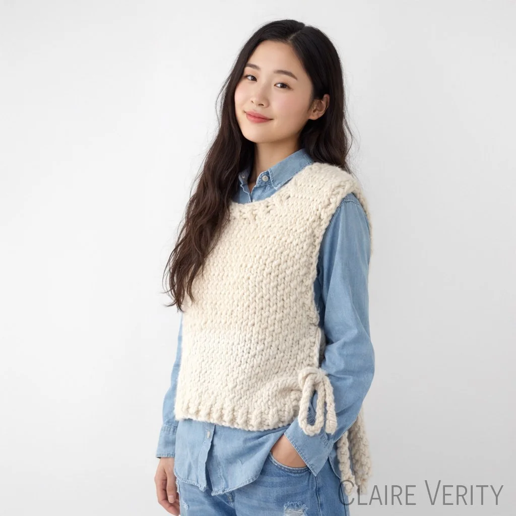 🧶 Custom Chunky Knit Side Tie Vest