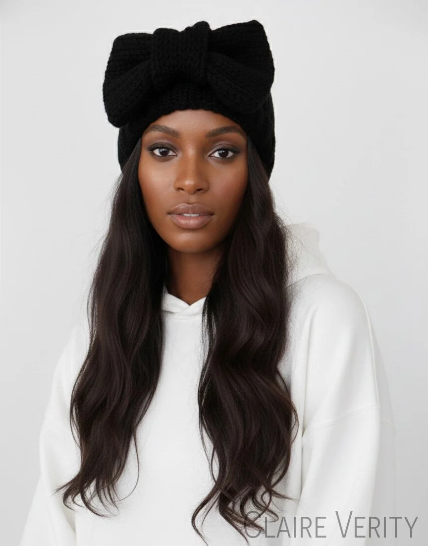 🎀 HELLO BOW Knit Hat - Custom Color