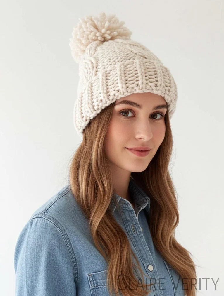 Cable Knit Pom Pom Hat