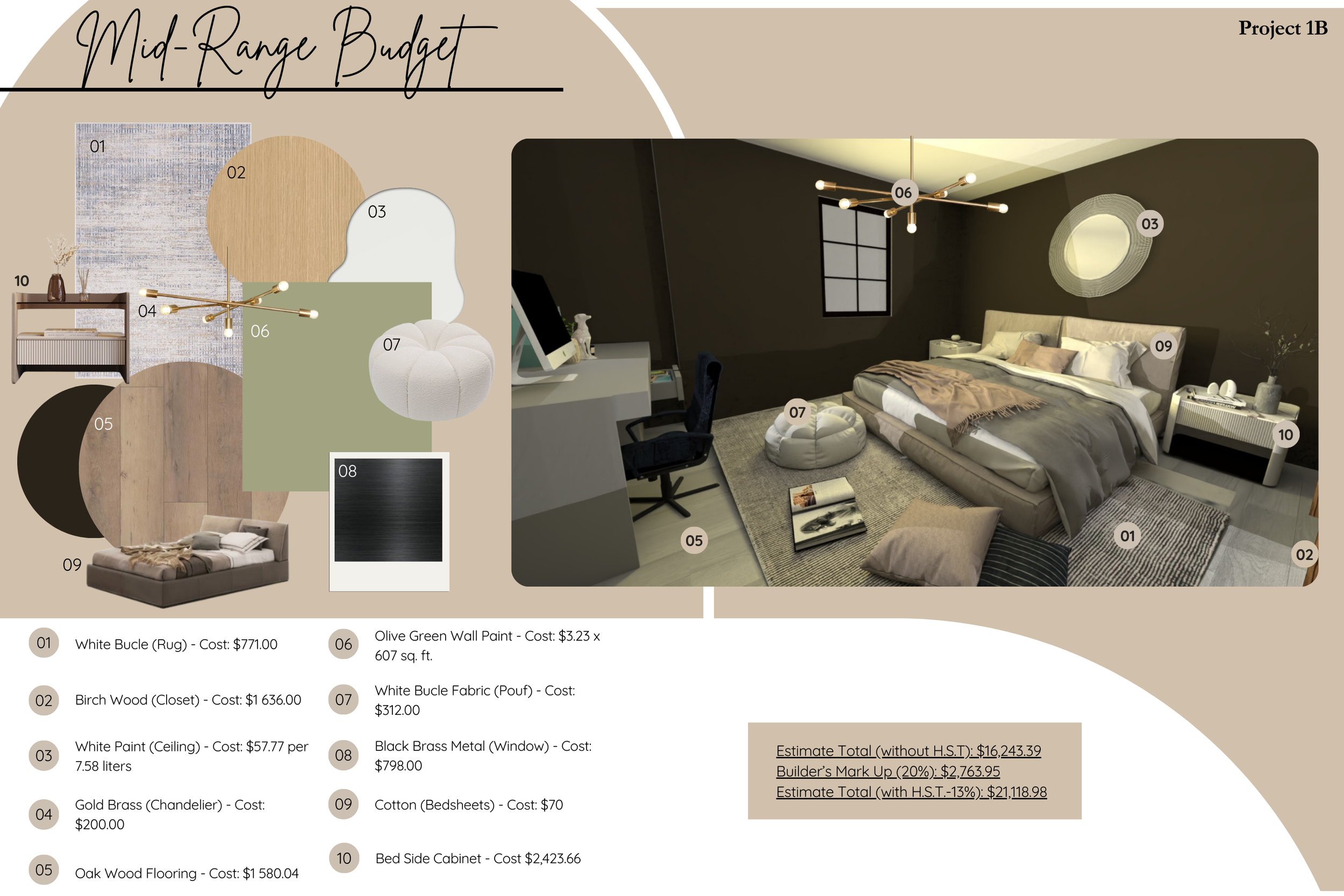 Mid-Range Budget
Materail selection, mood board and details