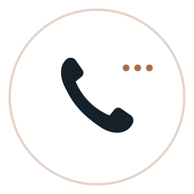 Incoming call icon with a phone receiver inside a circle.