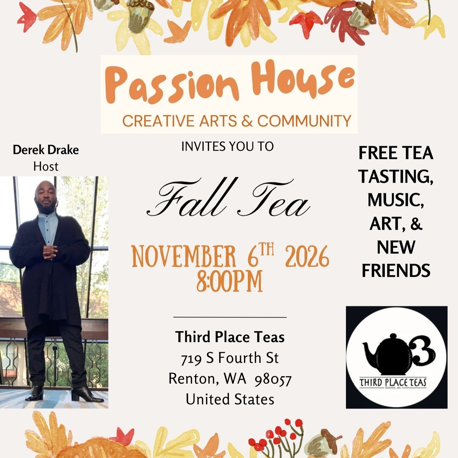 Passion House Launch Party &amp; Free Tea Tasting hosted by Derek Drake