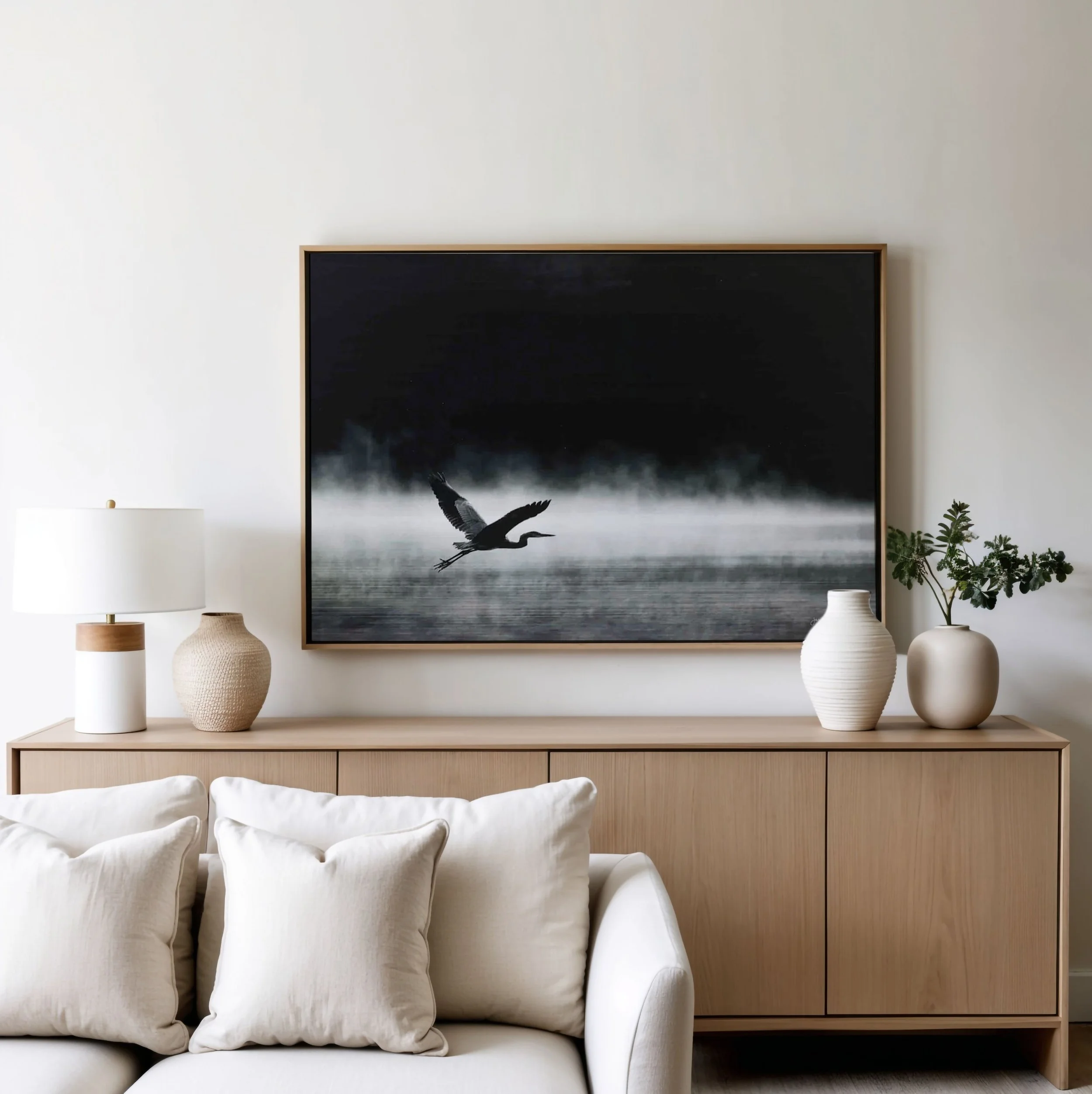 Heron Flight - B&W Photography Print 