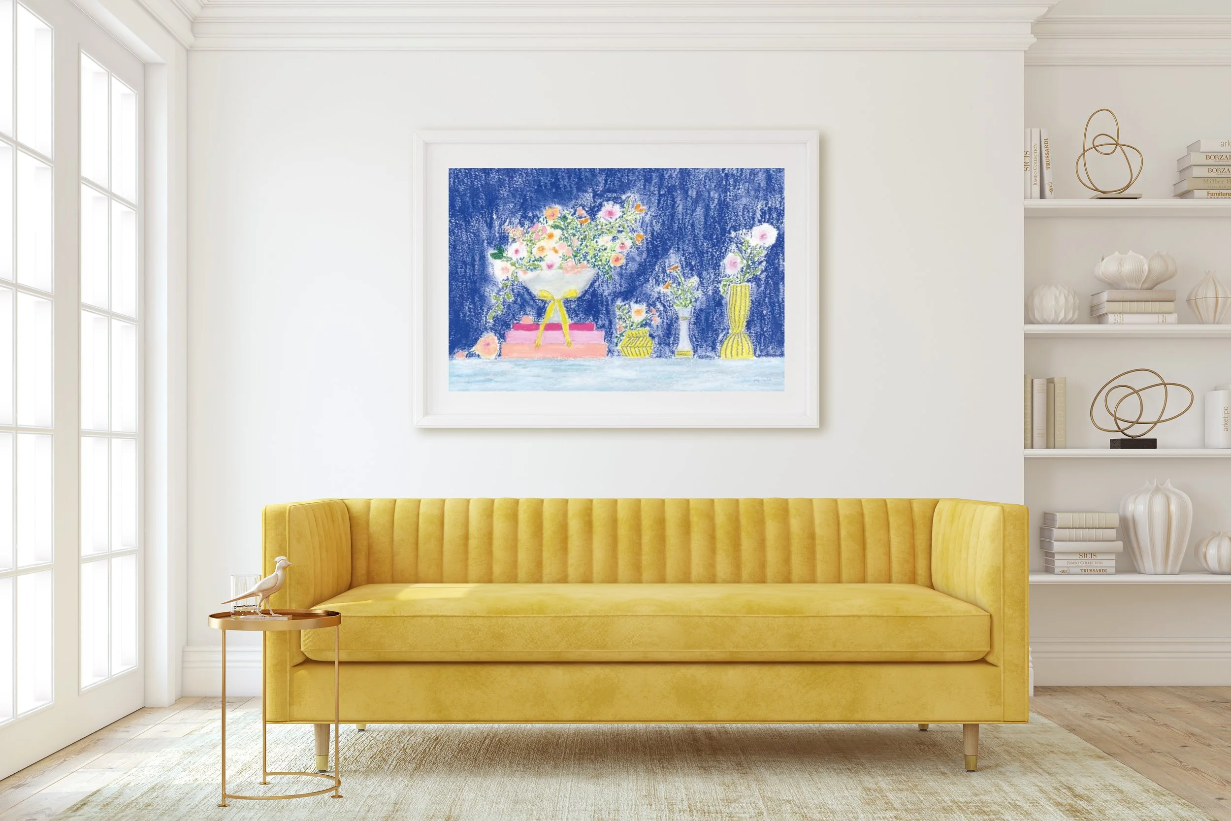 Flower Vases and Books Fine Art Print 