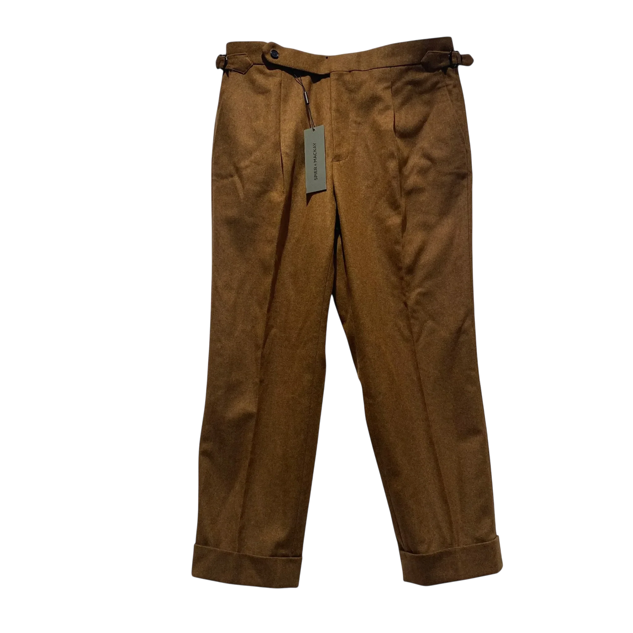 New Spier & Mackay Ochre Flannel High Rise Trousers - 34R