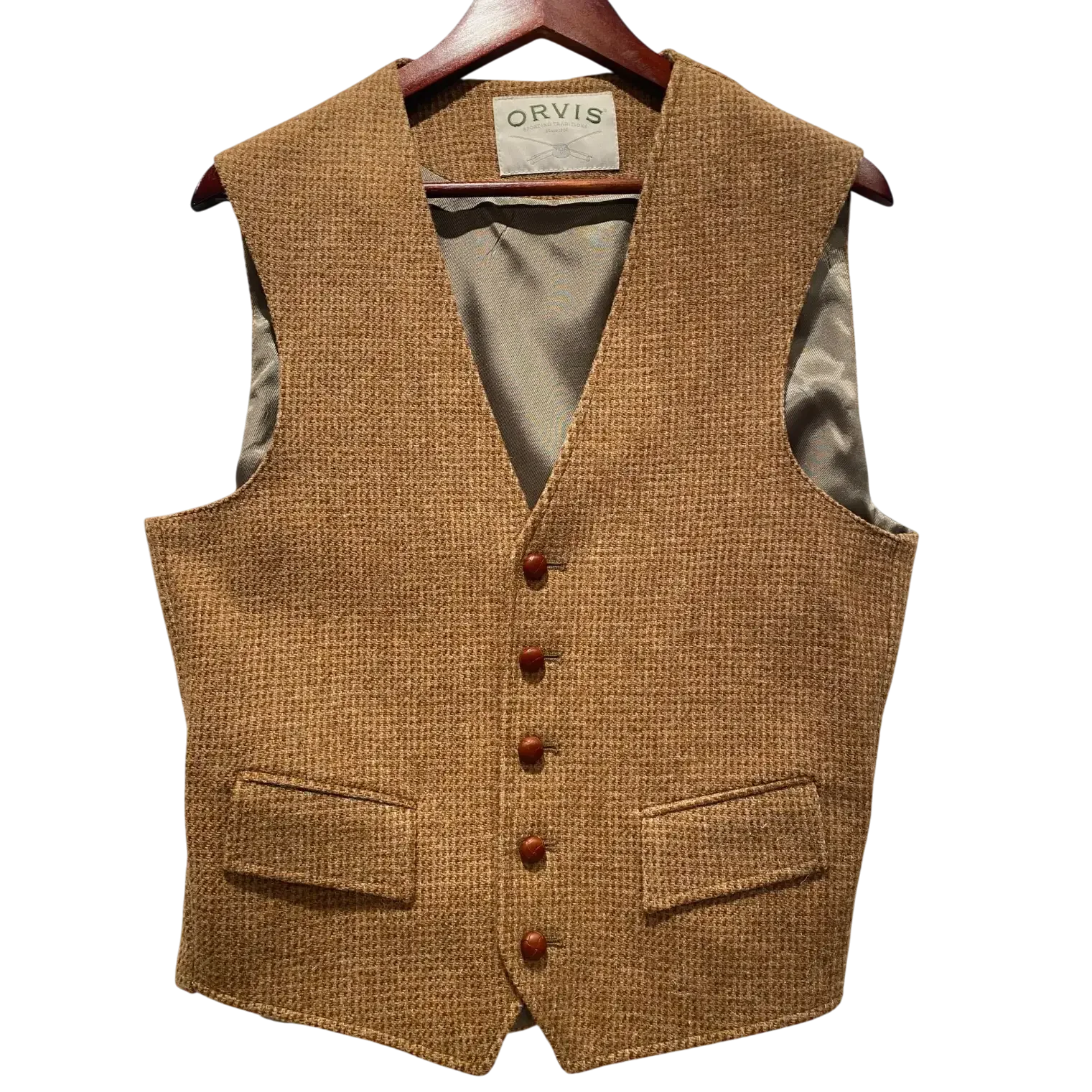 Orvis Camel and Mid Brown Harris Tweed Waistcoat - 40 Reg