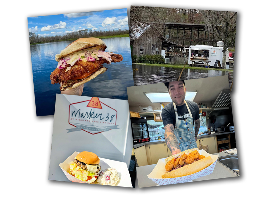Marker 38 Food Truck at Highland Park Fish Camp in Deland, Florida.