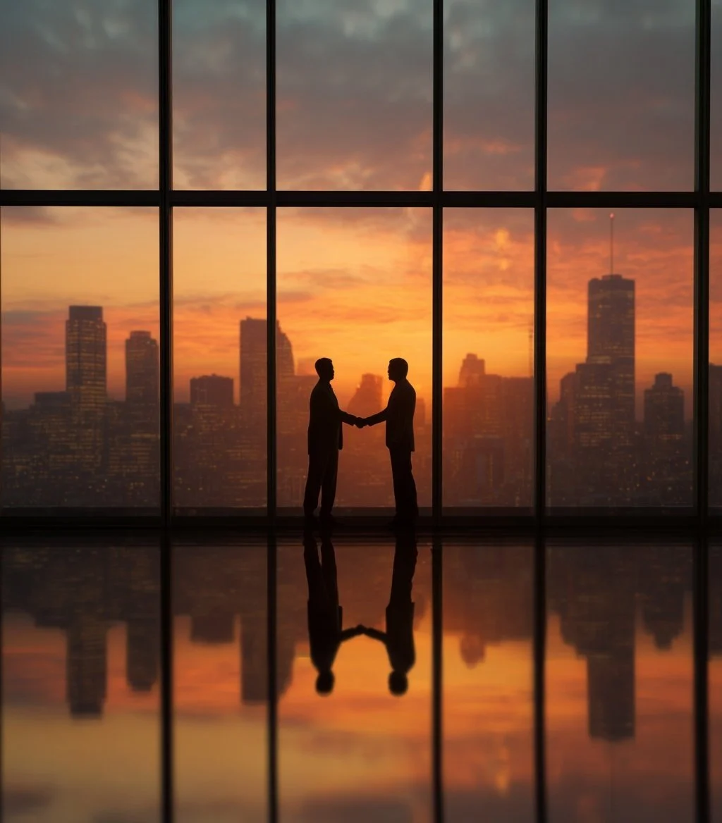 Architectural model of a modern house, open book with a detailed map and a gold key on top, sunlight casting shadows on the table.