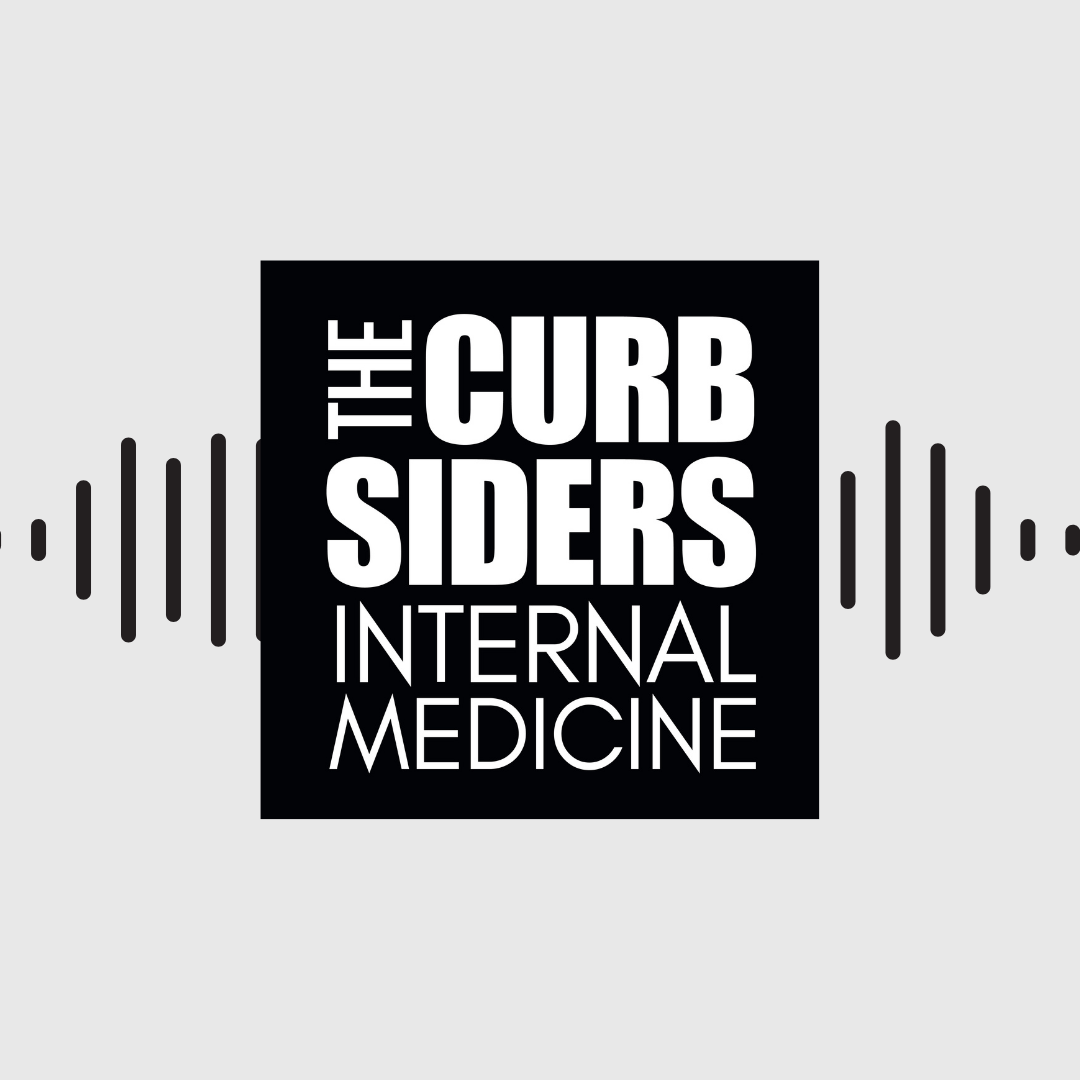 Logo with the text 'The Curb Siders Internal Medicine' in white on a black background, with sound wave graphics on the sides.