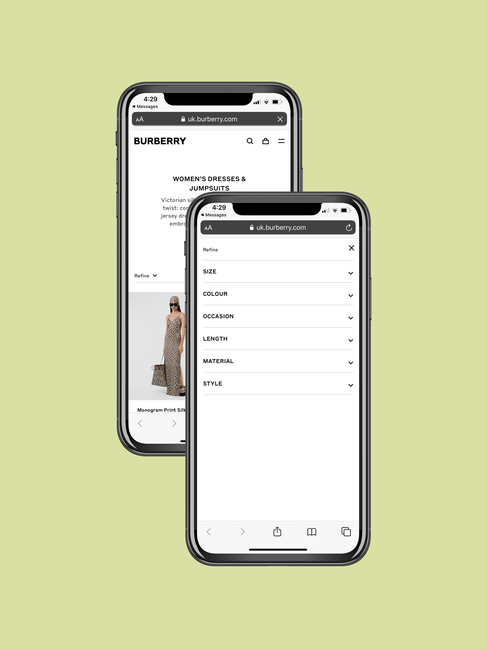 Product Filter Redesign, Burberry