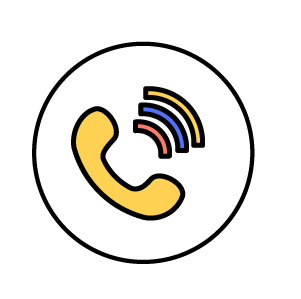 An icon of a yellow telephone receiver with colorful curved lines indicating sound or communication.