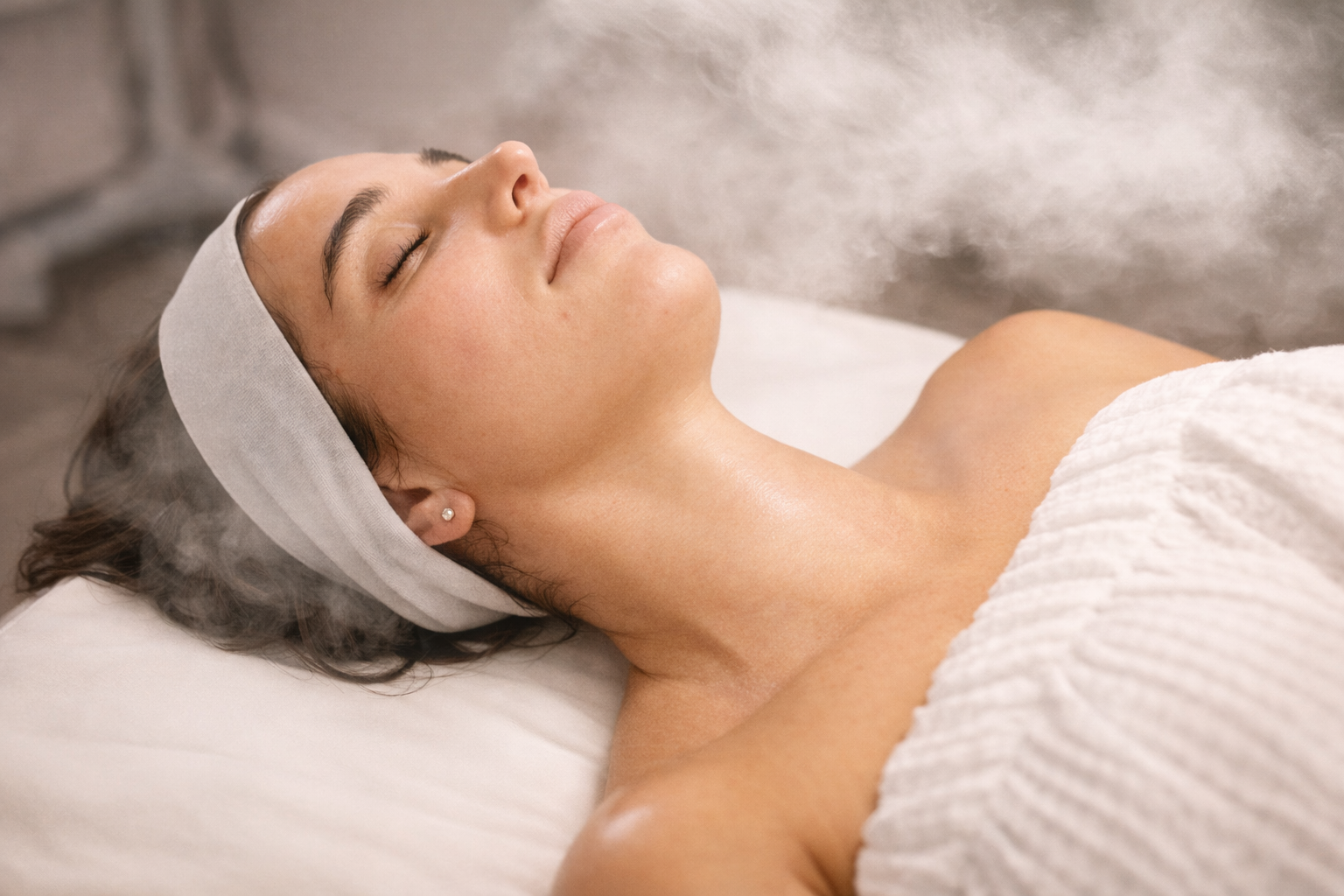 Client receiving a relaxing facial treatment at Esthetics by Ali