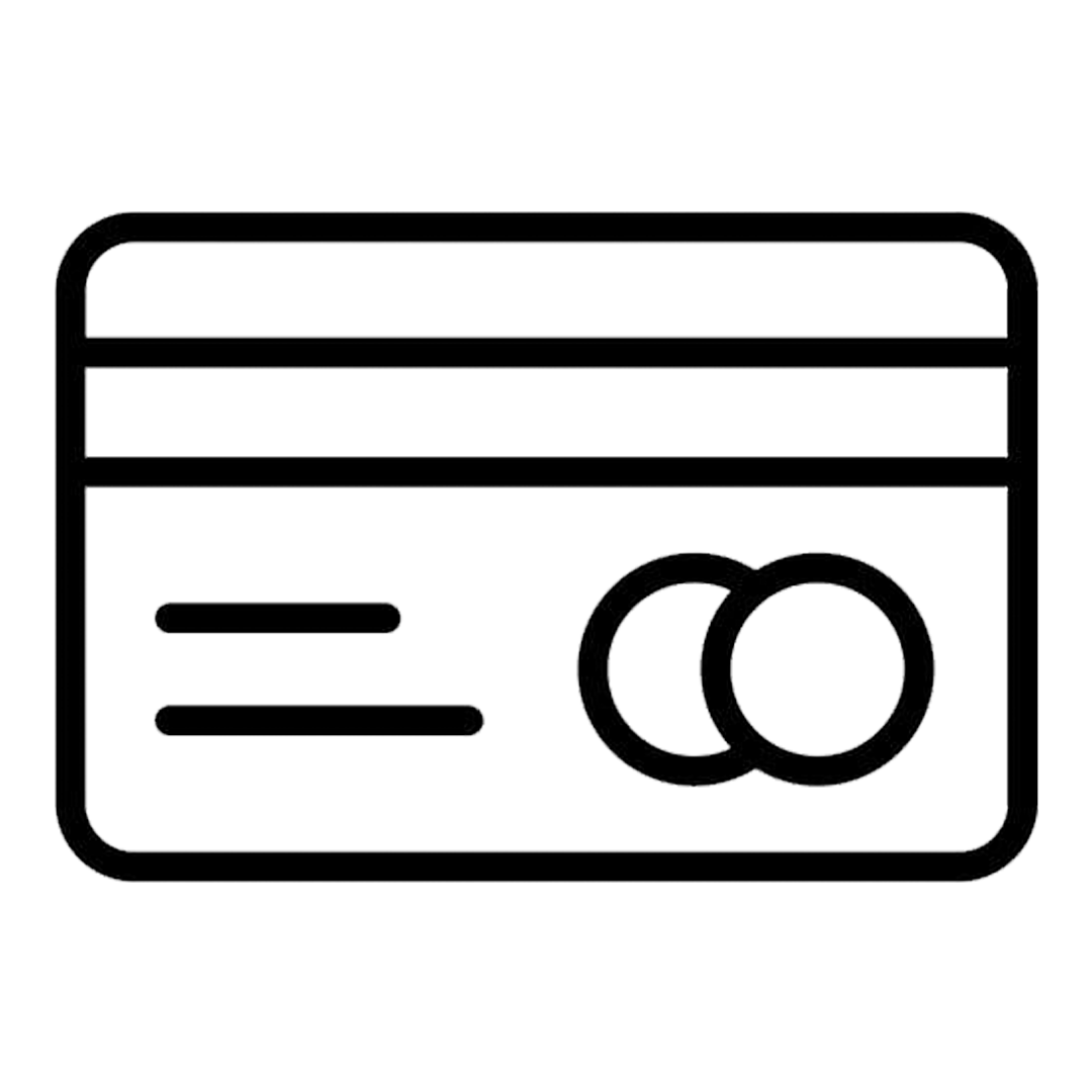 Tarjeta de crédito de color gris y negro con dos círculos y líneas en el diseño