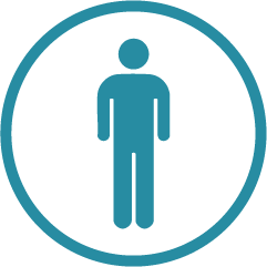 Icon of a person in a circle, representing a user or individual.