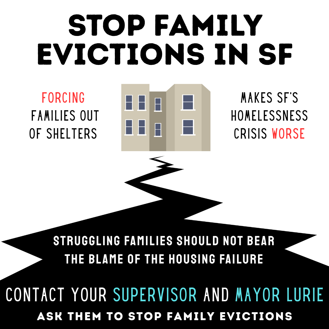 Tell your Supervisors and Mayor: Stop Family Evictions in SF