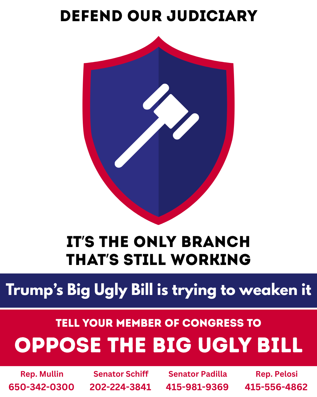 Tell your Senators: Vote NO the Big Ugly Bill! Protect the Judiciary!