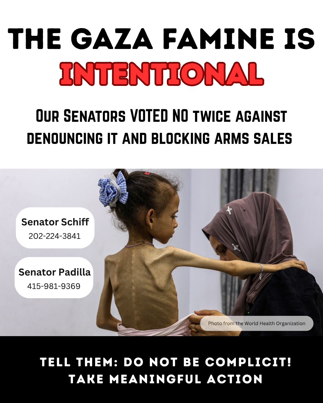 Tell your Senators to Support Resolutions of Disapproval Against Netanyahu’s Famine in Gaza!