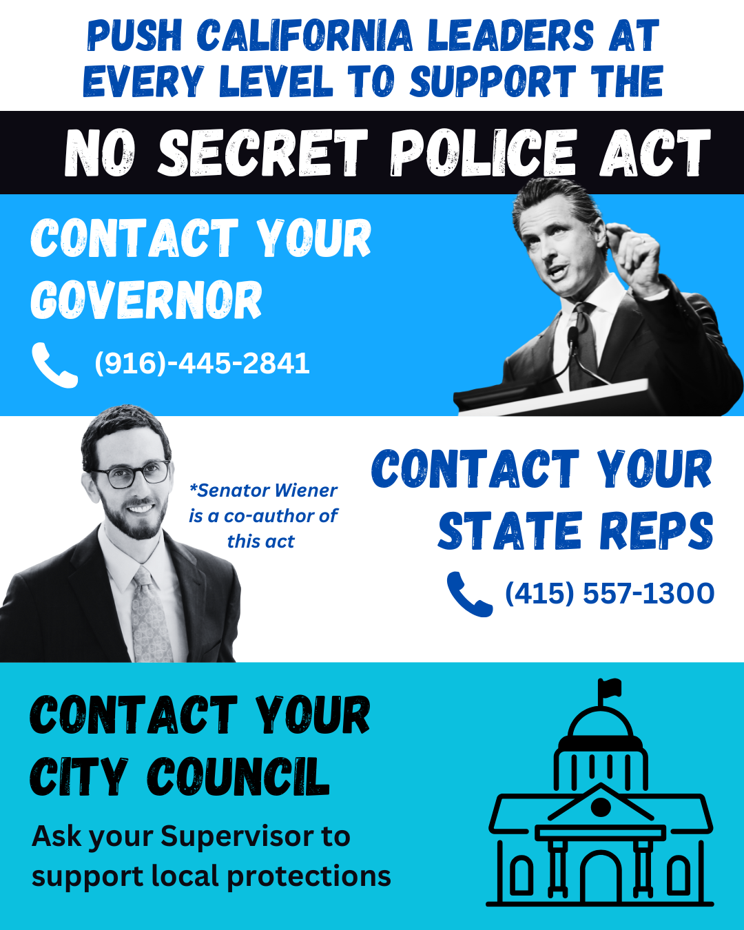 No Secret Police Act: Mobilize Your Governor, State Legislature, and City Council or County