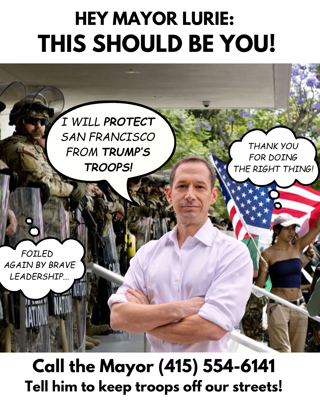 Tell Mayor Lurie: No Troops on our Streets!