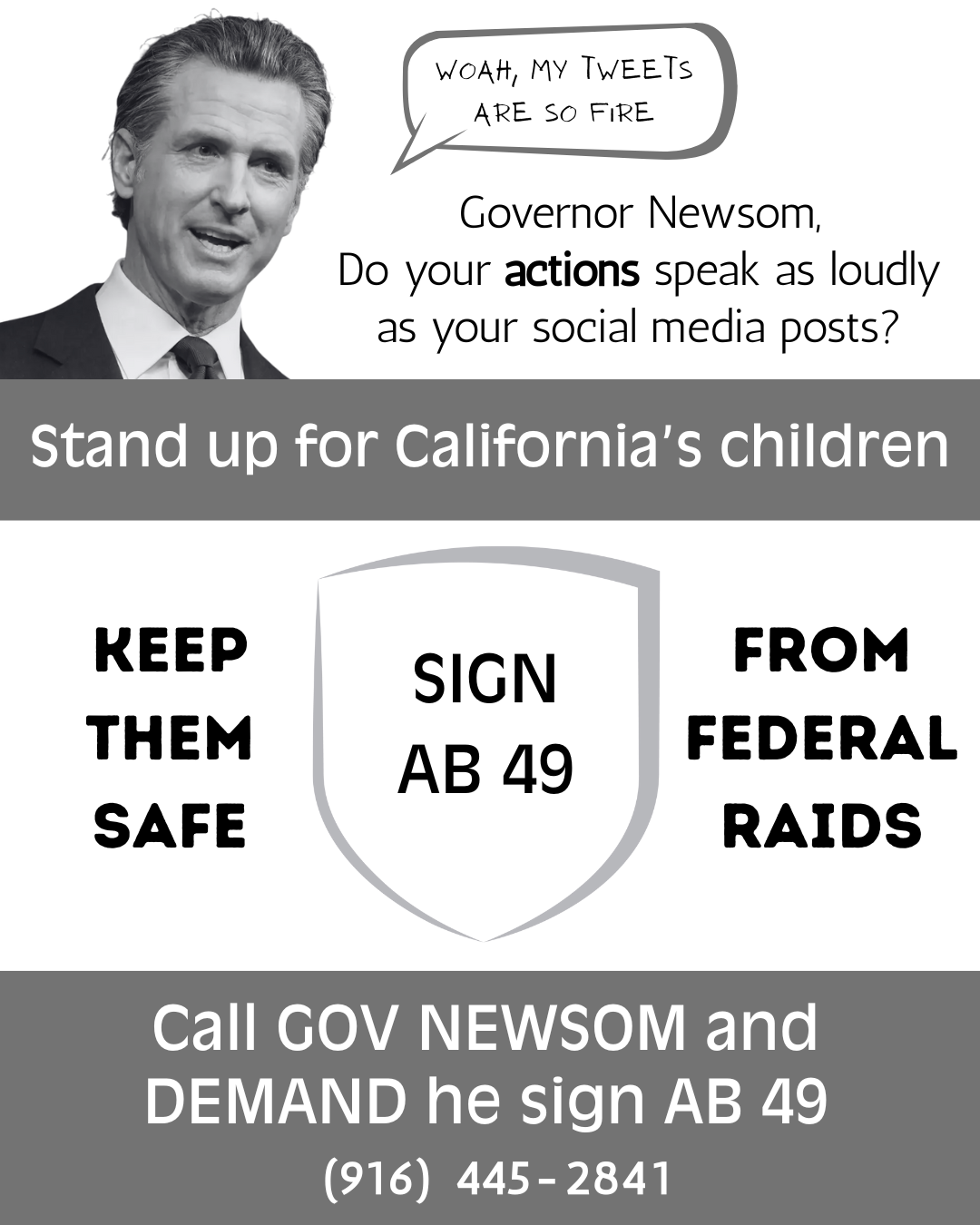 Tell Governor Newsom: Sign AB 49 and Keep Our School Children Safe from Federal Raids