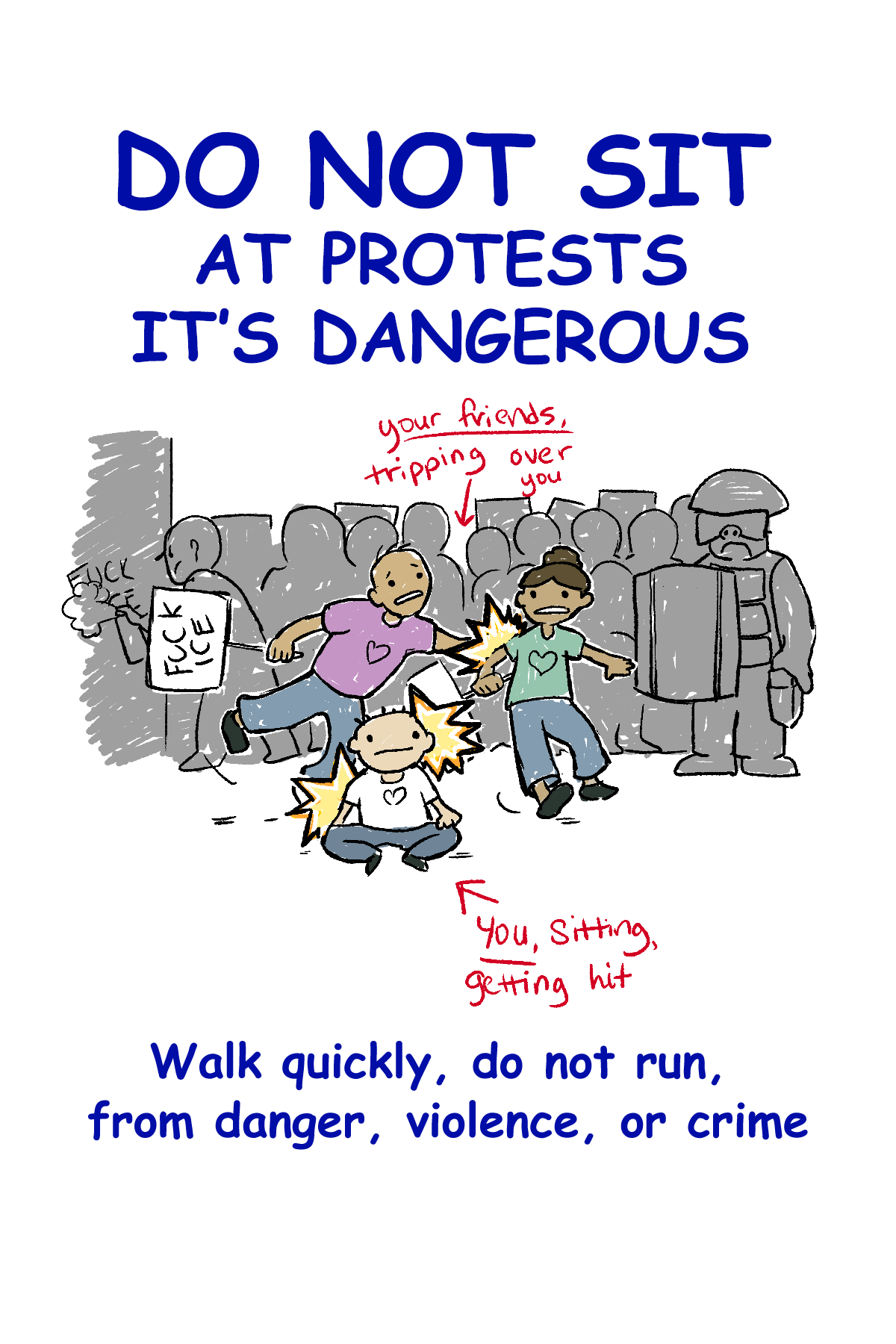 Why you shouldn't sit down at a protest