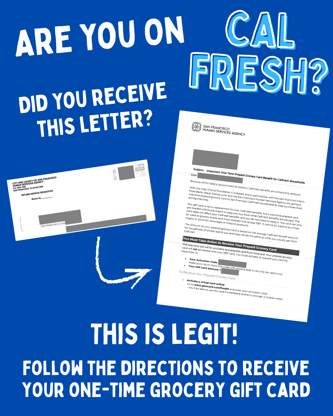 Yes, that SFHSA letter you got is real