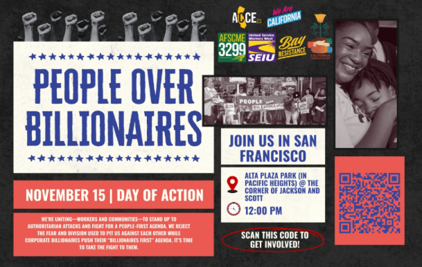 People Over Billionaires Action with Bay Resistance