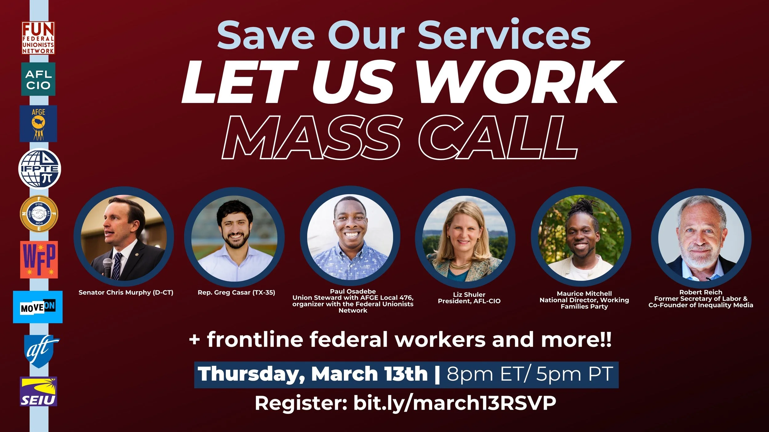 Let Us Work! Save our Services! Mass Call with Frontline Federal Workers