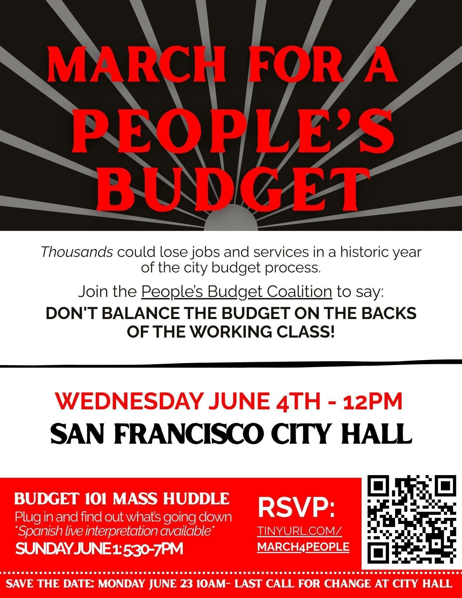 March for a People's Budget: DON'T BALANCE THE BUDGET ON THE BACKS OF THE WORKING CLASS!