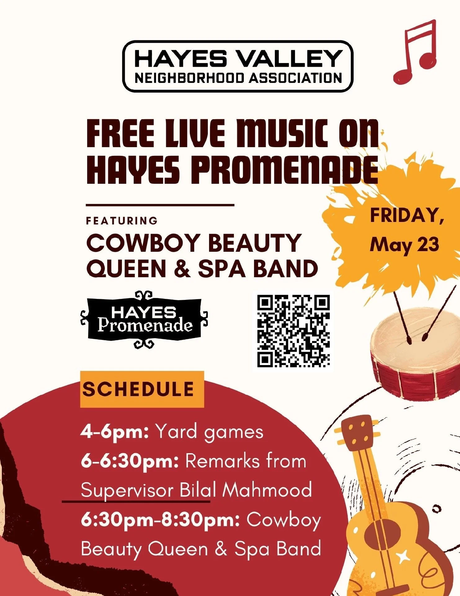 Hayes Promenade event with music and Sup. Bilal Mahmood (D5)