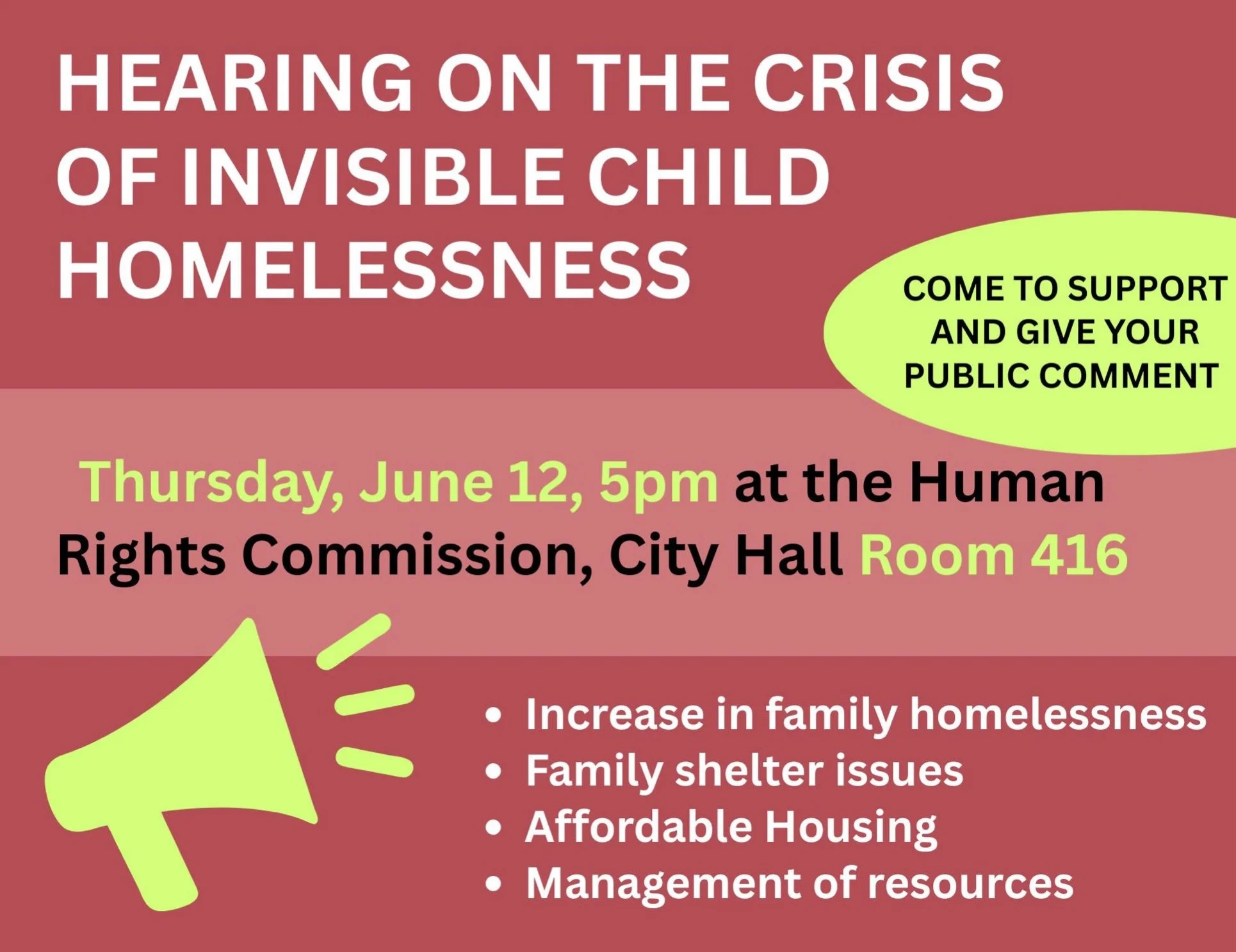 Hearing on the Crisis of Invisible Child Homelessness