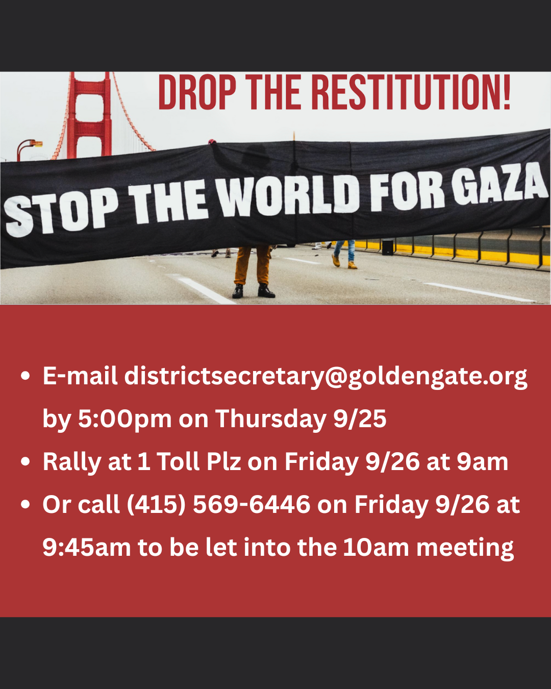 Public Comment to Drop the Restitution Claim against Pro-Palestine Protesters!